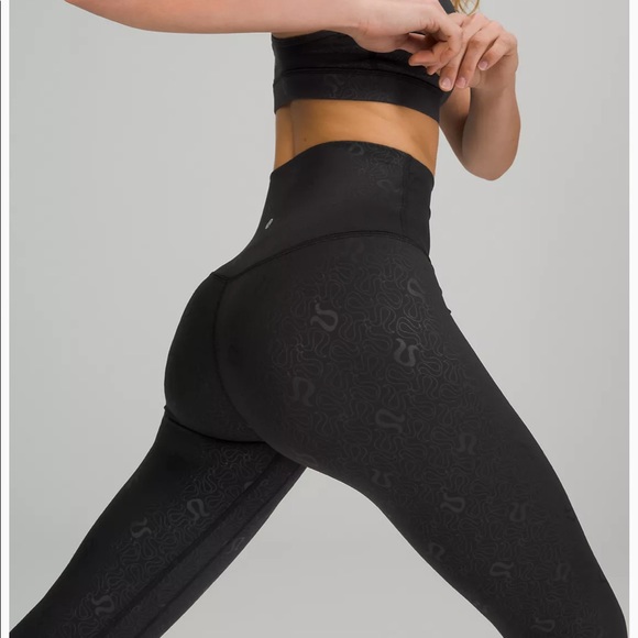 LULULEMON ALIGN PANT 25” YOGO EMBOSS BLK/BLK - Picture 4 of 5